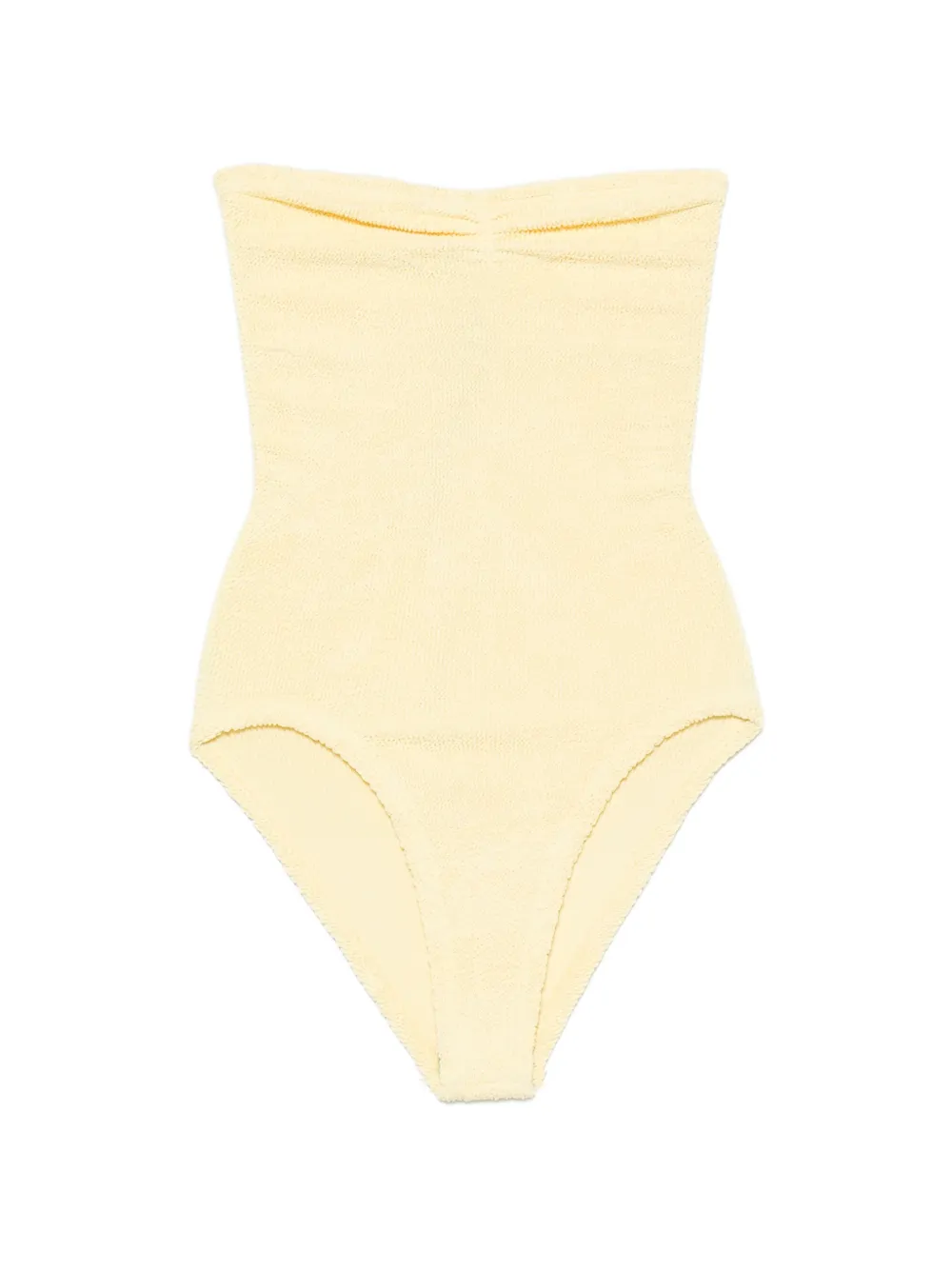 Hunza G Brooke crinkle-effect strapless swimsuit - Giallo