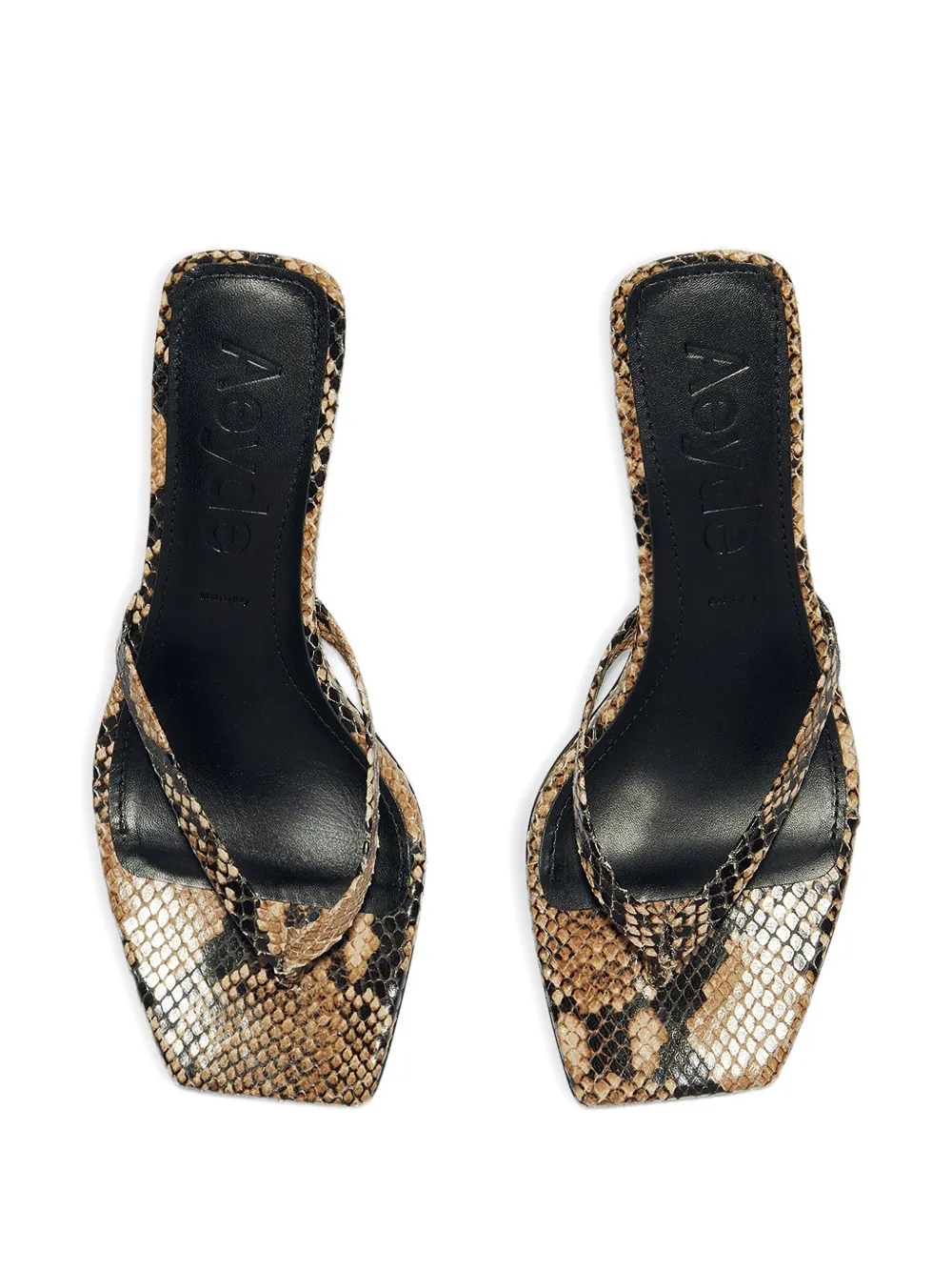 Aeyde 55mm Wilma snake-effect sandals Beige