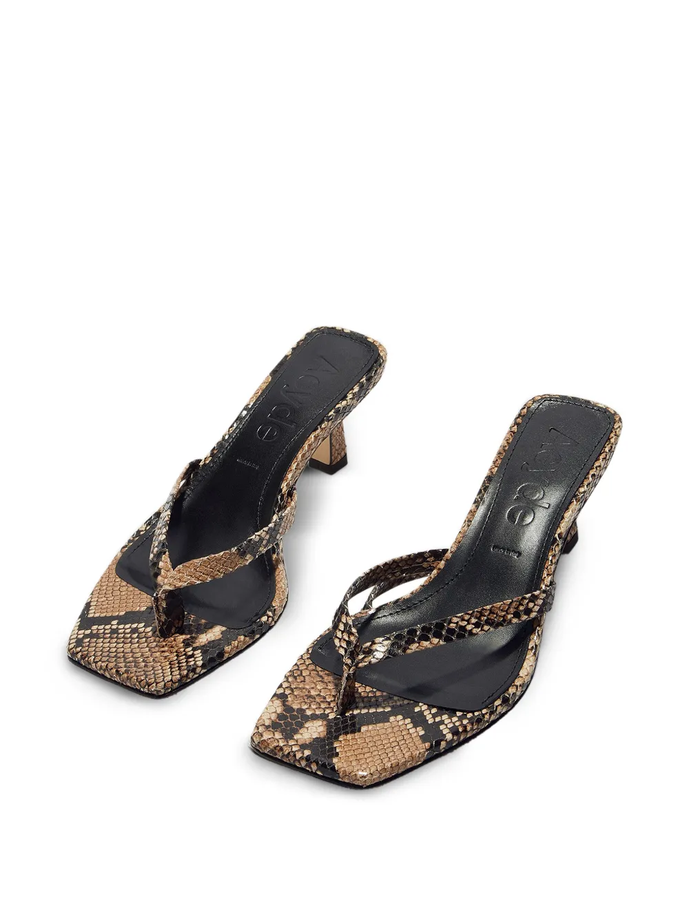 Aeyde 55mm Wilma snake-effect sandals Beige