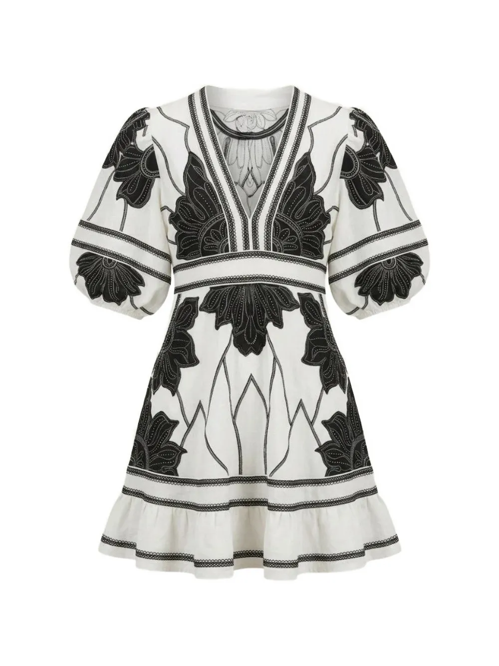 SCARLETT POPPIES Petal Whispers embroidered dress - Weiß