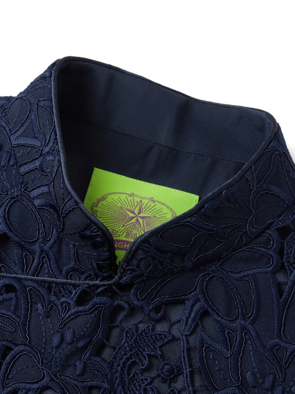 Shanghai Tang top met bloemenkant Blauw