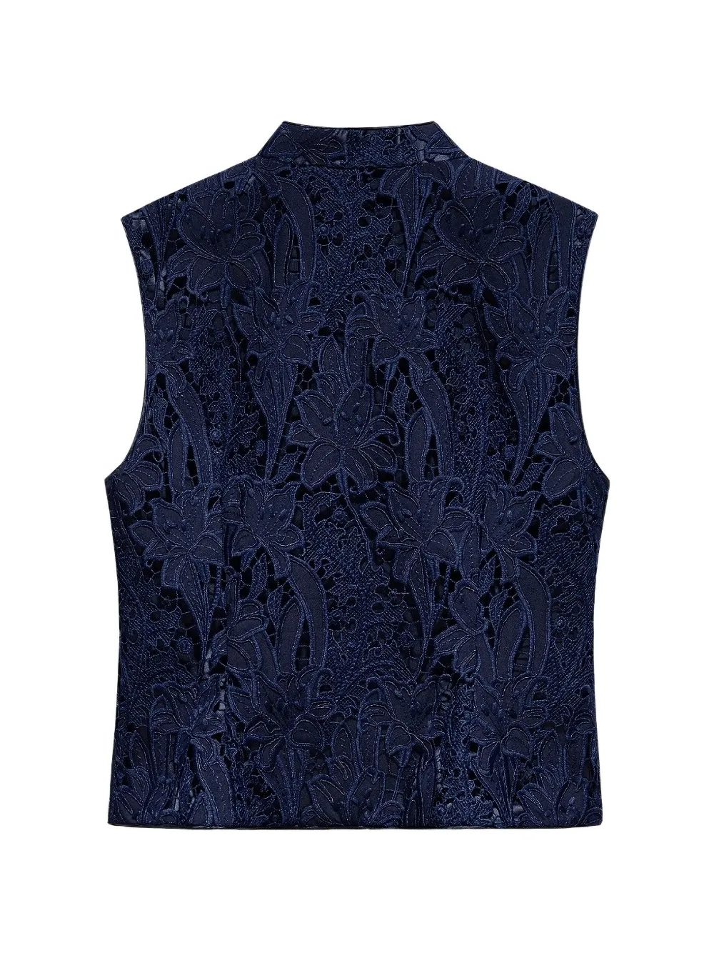 Shanghai Tang top met bloemenkant Blauw