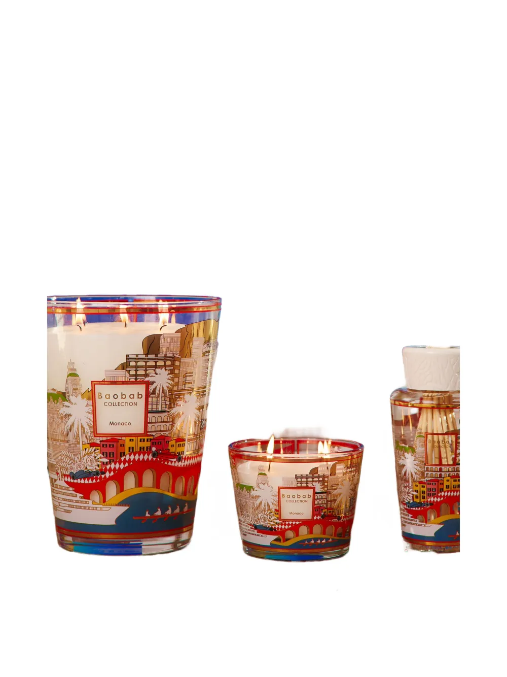 Baobab Collection Monaco Silk-screen Print Candle In Multi