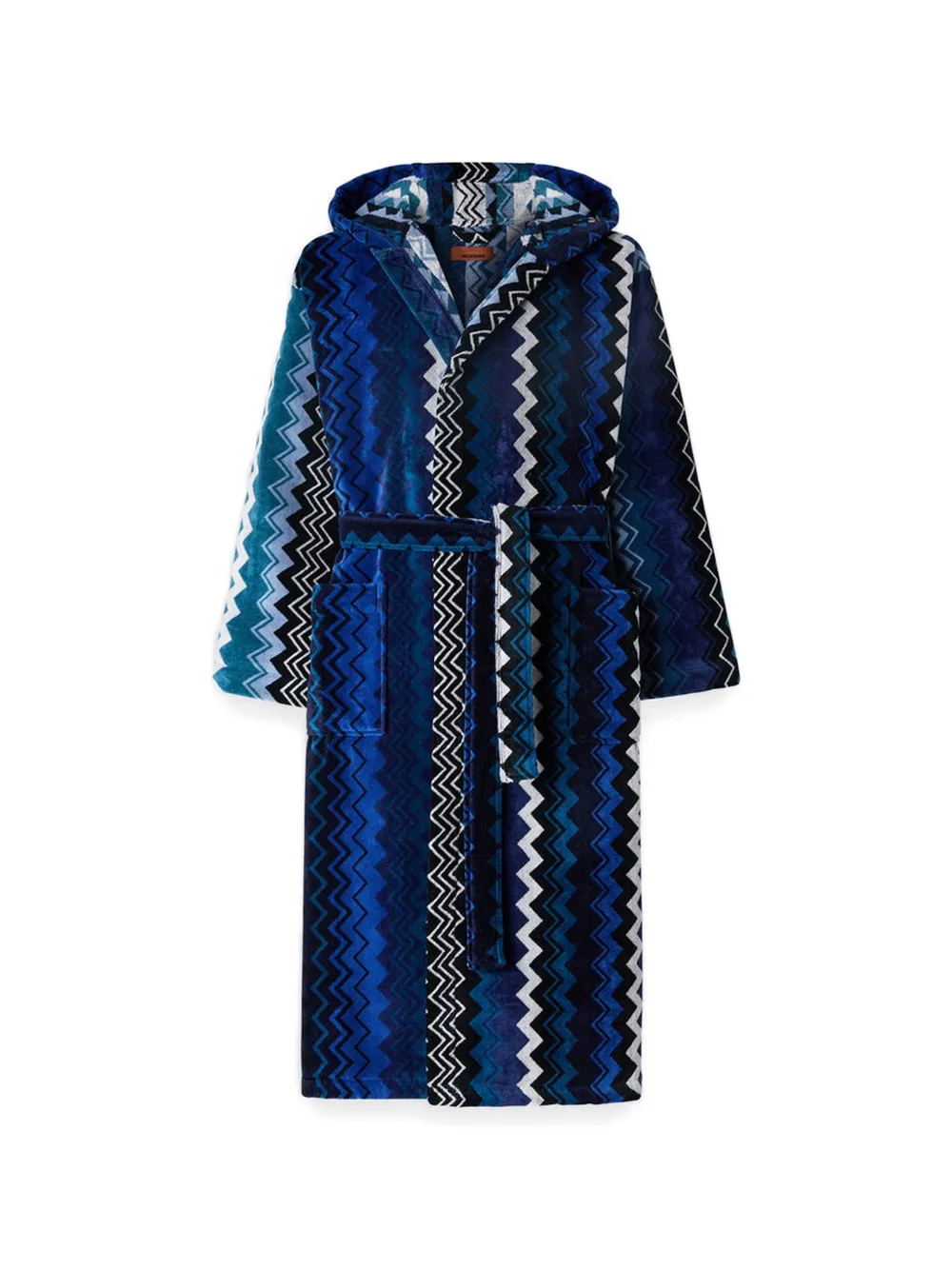 Missoni Home Giacomo hooded zigzag-pattern bathrobe - Blu