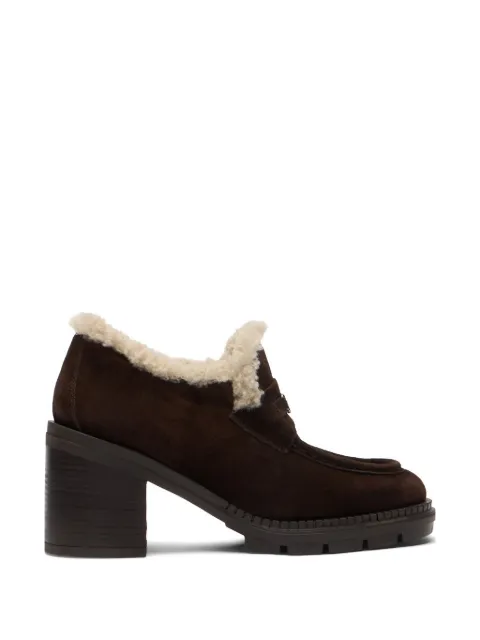 Casadei Concept shearling-trim suede pumps