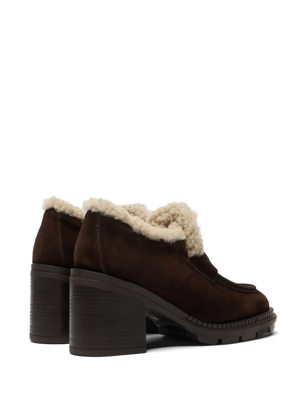 Casadei Concept shearling-trim suede pumps Bruin