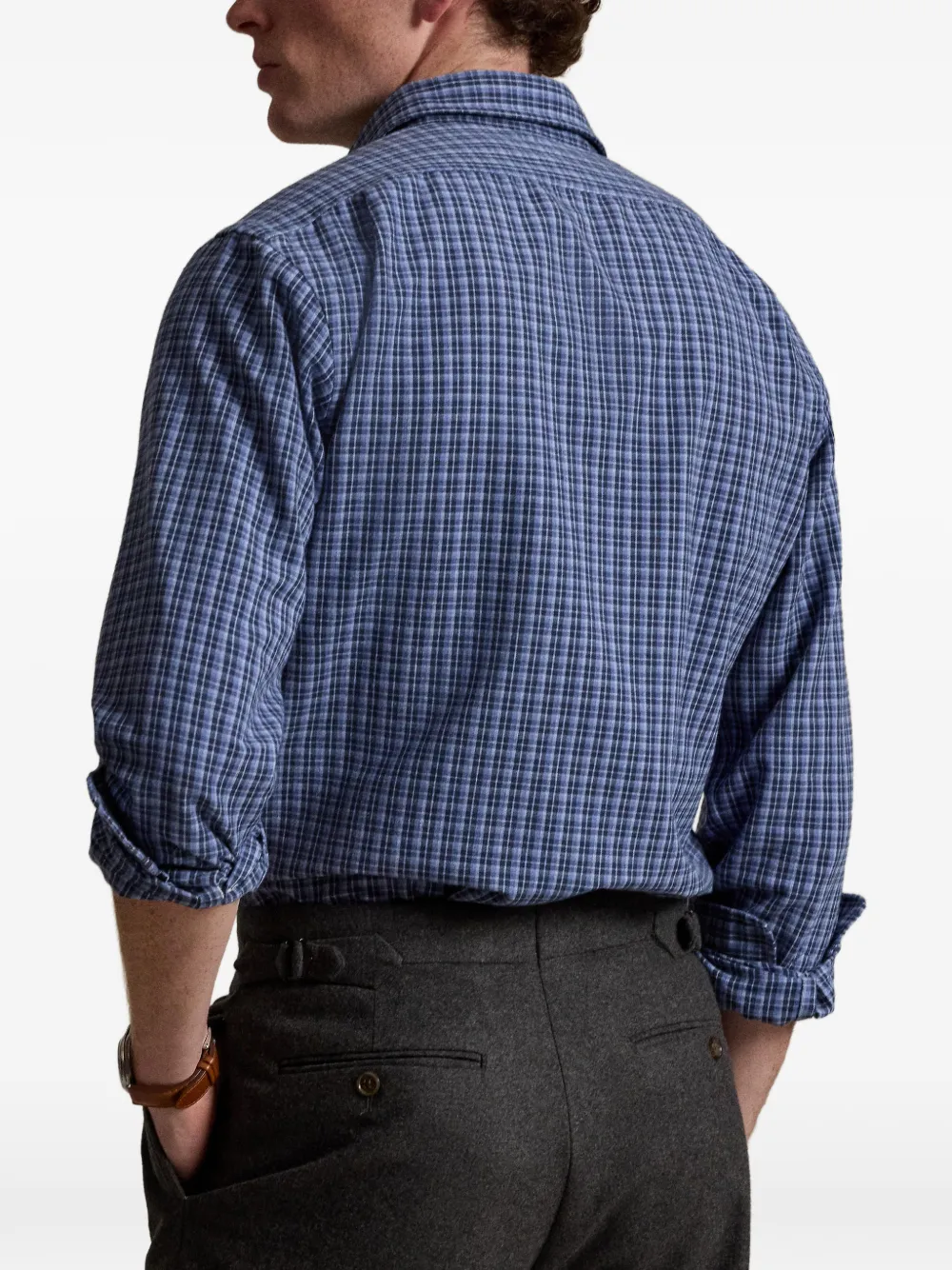 Polo Ralph Lauren Custom Fit plaid Oxford shirt Blauw