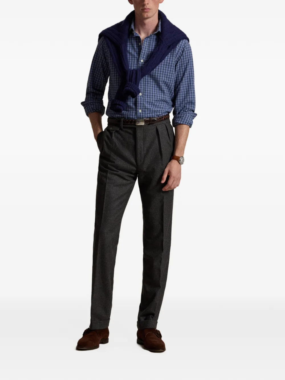 Polo Ralph Lauren Custom Fit plaid Oxford shirt Blauw