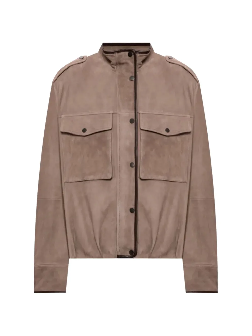 Brunello Cucinelli epaulette-detail suede jacket - Marrone