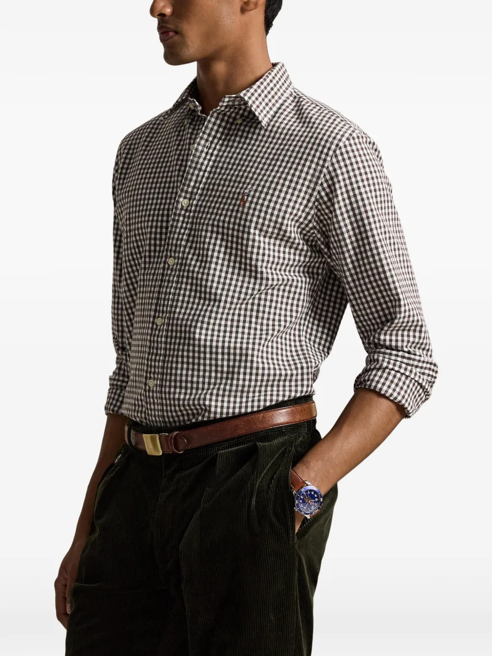 Polo Ralph Lauren Custom-fit geruit Oxford overhemd Groen