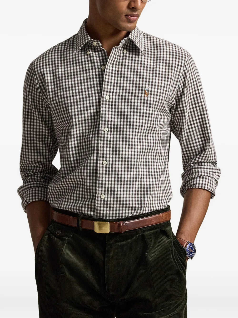 Polo Ralph Lauren Custom-fit geruit Oxford overhemd Groen