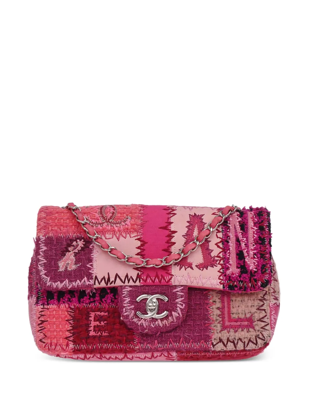 CHANEL Pre-Owned 2016 Tweed Patchwork shoulder bag - Rosa
