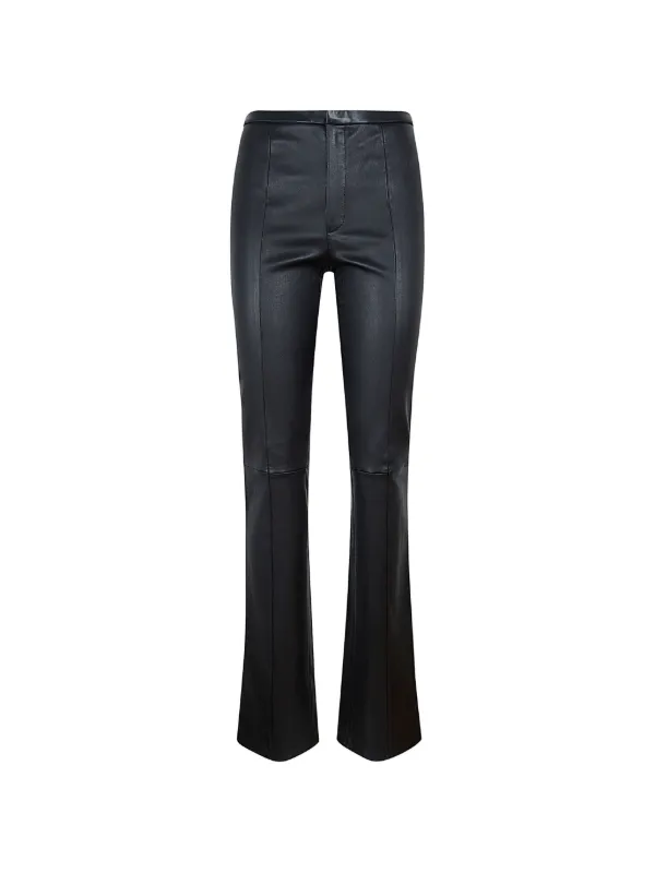 Stouls Seam-detail Leather Trousers in Black