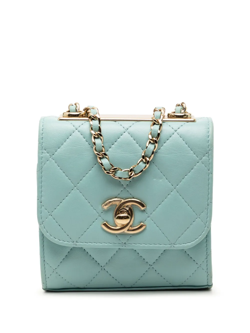 CHANEL Pre-Owned 2019 Mini Quilted Lambskin Trendy CC Clutch With Chain crossbody bag - Blu