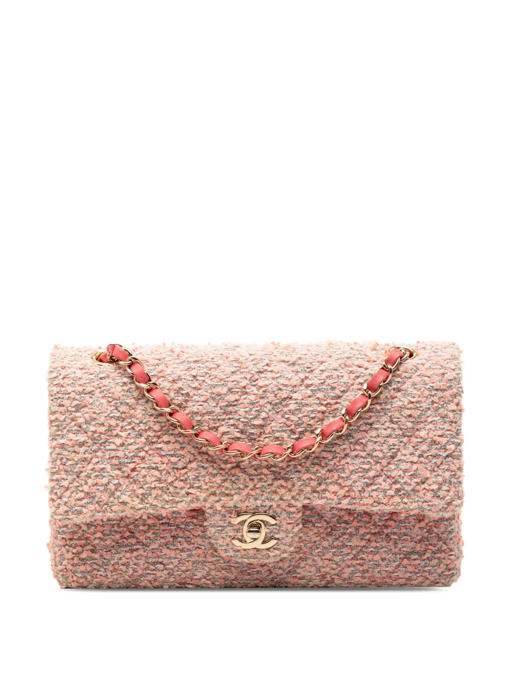 CHANEL Pre-Owned 2020 Quilted Tweed Reissue 2.55 Double Flap 225 shoulder bag - Pink