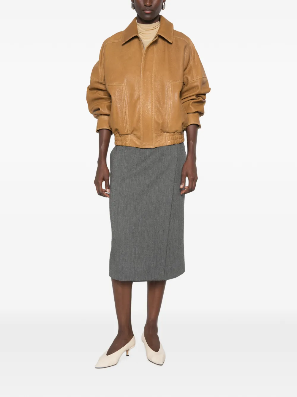 Ermanno Scervino Midi-wikkelrok met visgraatpatroon Grijs