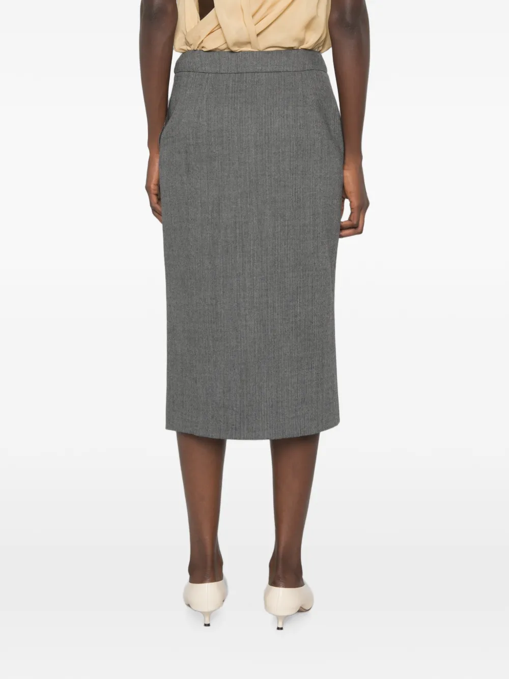 Ermanno Scervino Midi-wikkelrok met visgraatpatroon Grijs