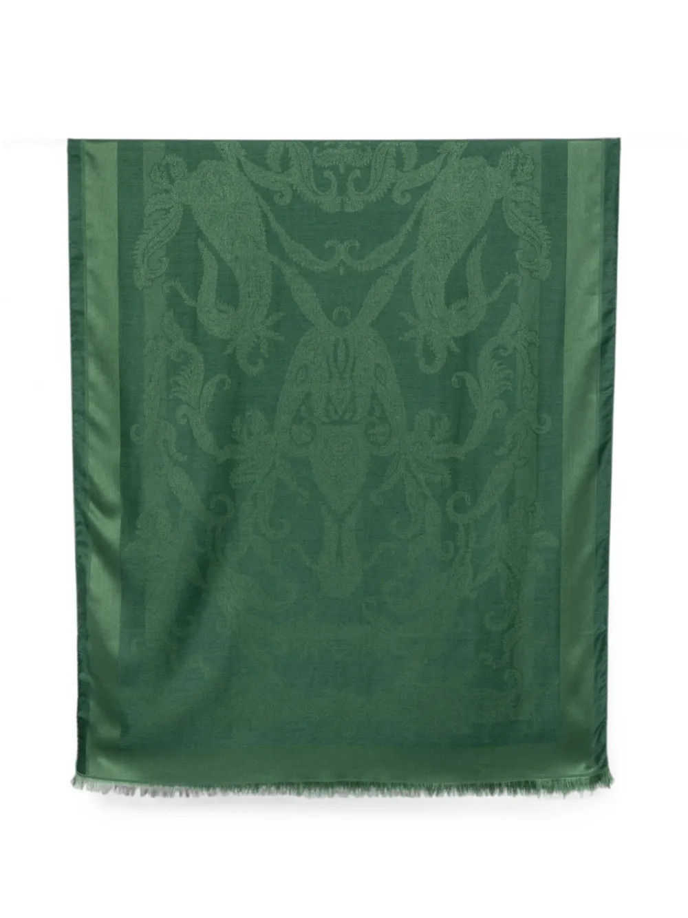 ETRO paisley-jacquard fringed scarf - Verde