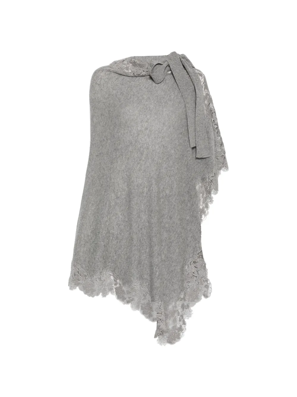 Ermanno Scervino lace-trim bow-detail poncho - Grau