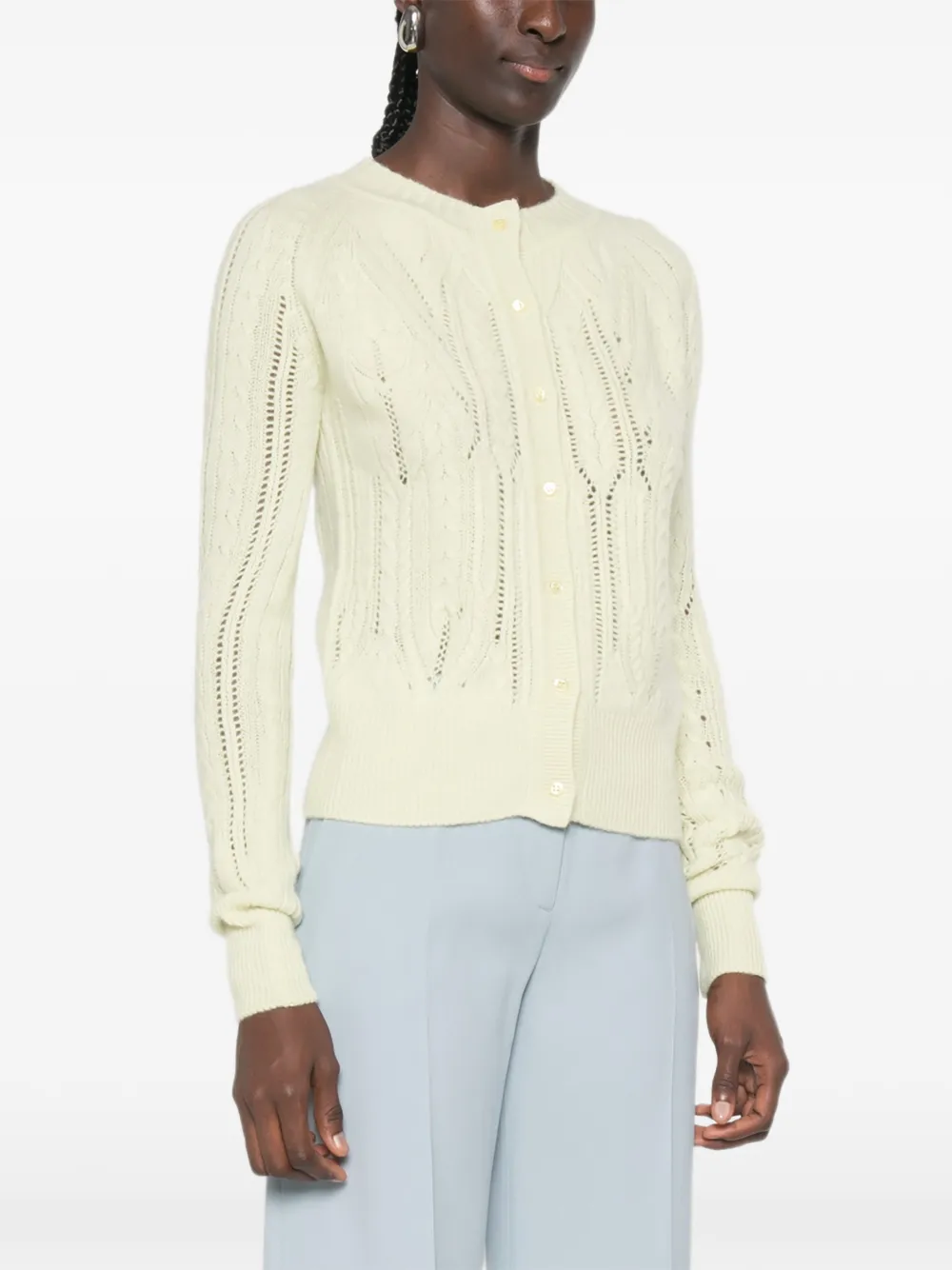 Ermanno Scervino Kabelgebreid vest met pointelle-detail Groen