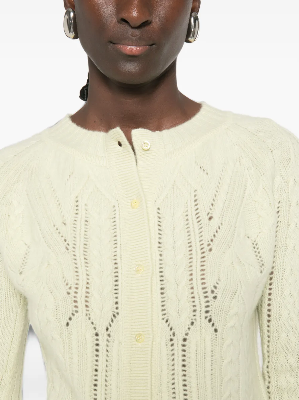 Ermanno Scervino Kabelgebreid vest met pointelle-detail Groen
