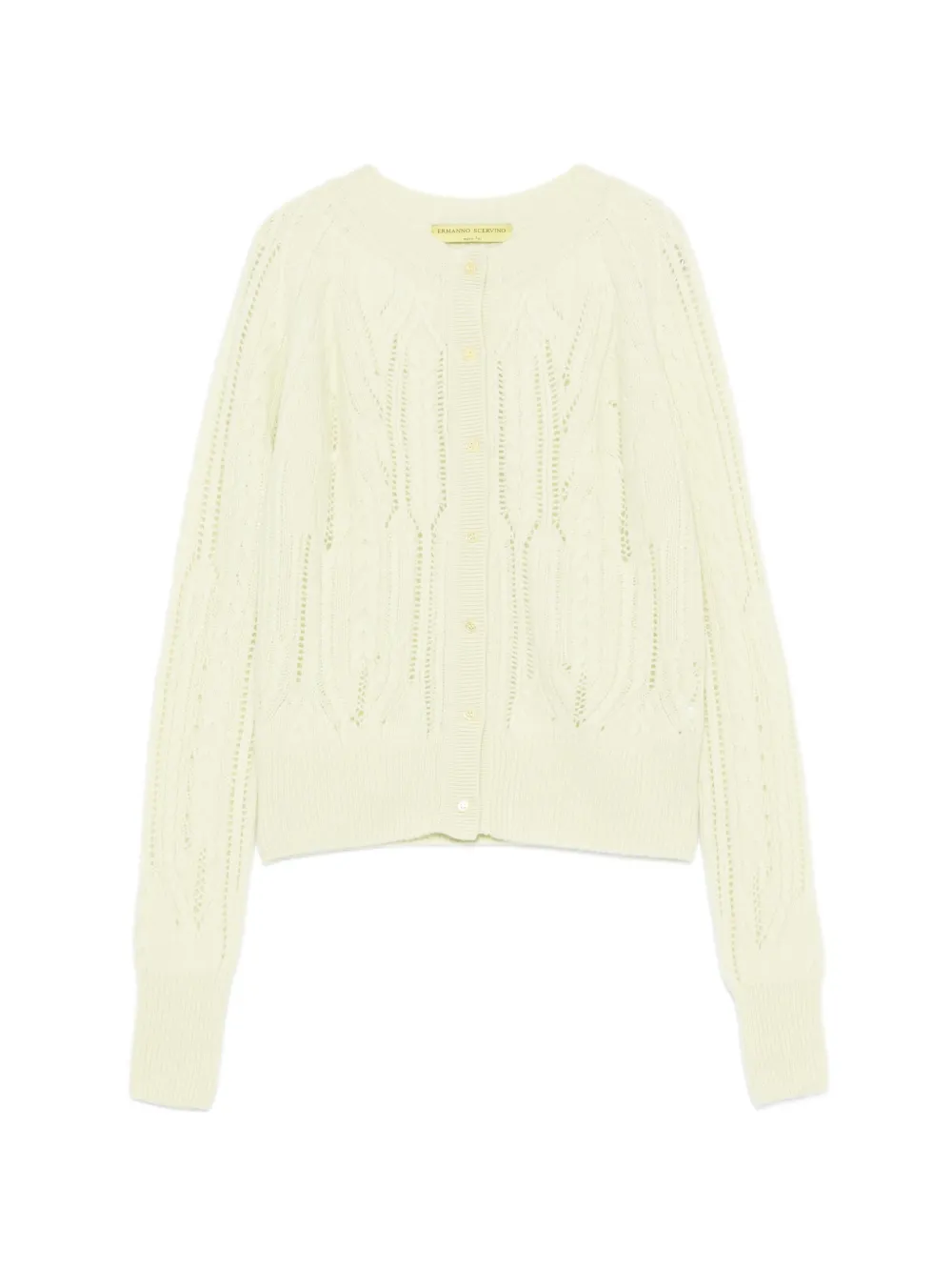 Ermanno Scervino cable-knit pointelle-detail cardigan - Verde