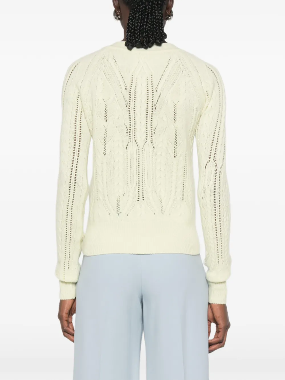 Ermanno Scervino Kabelgebreid vest met pointelle-detail Groen
