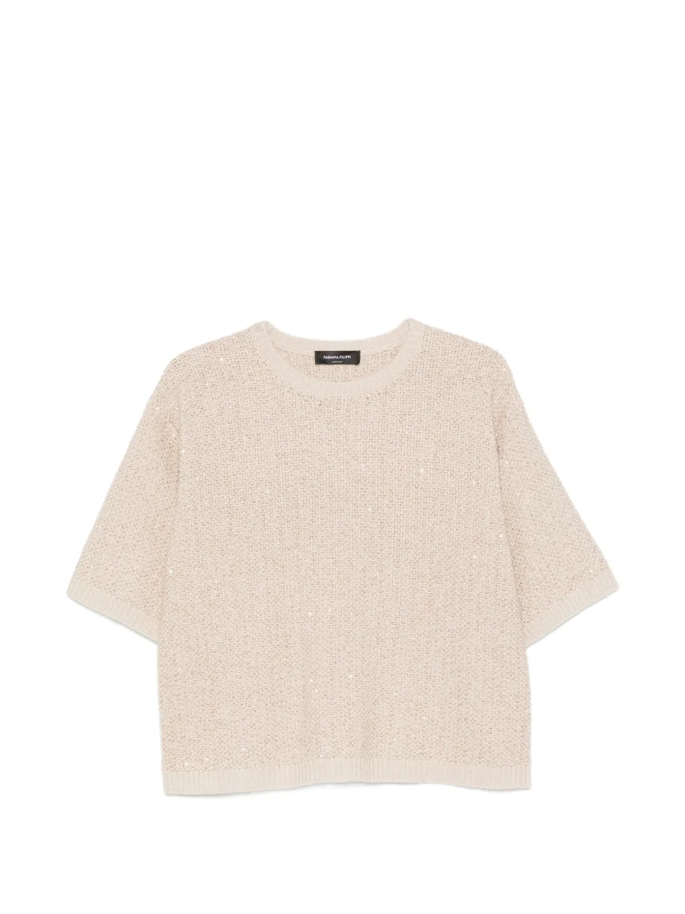 Fabiana Filippi sequin-embellished short-sleeve sweater - Nude