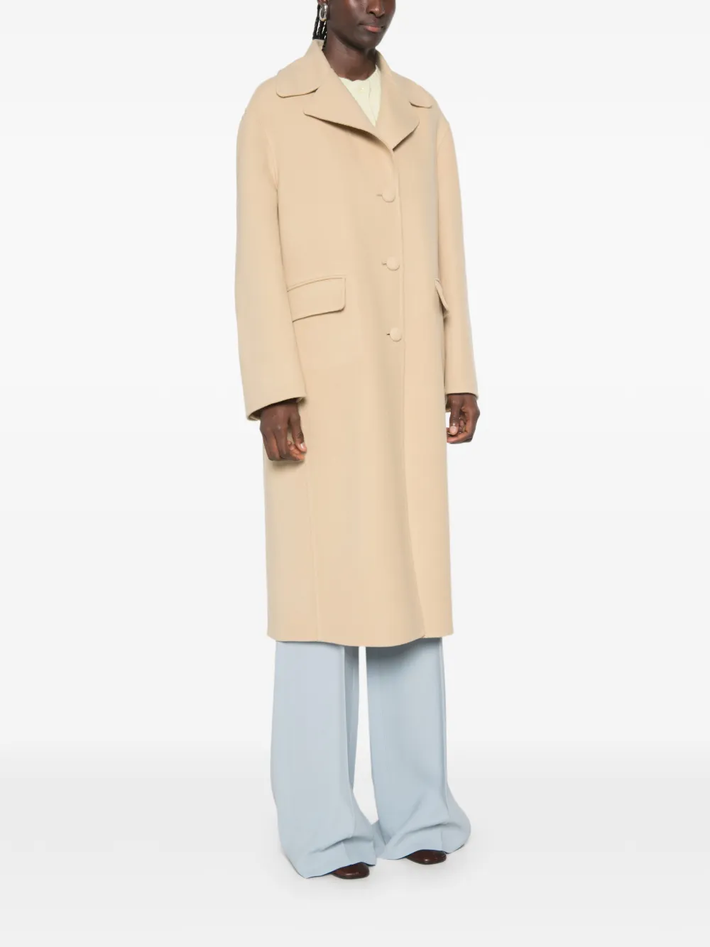 Ermanno Scervino Jas met enkele rij knopen en klepzak Beige