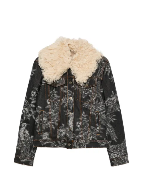 ETRO floral-print shearling-collar jacket