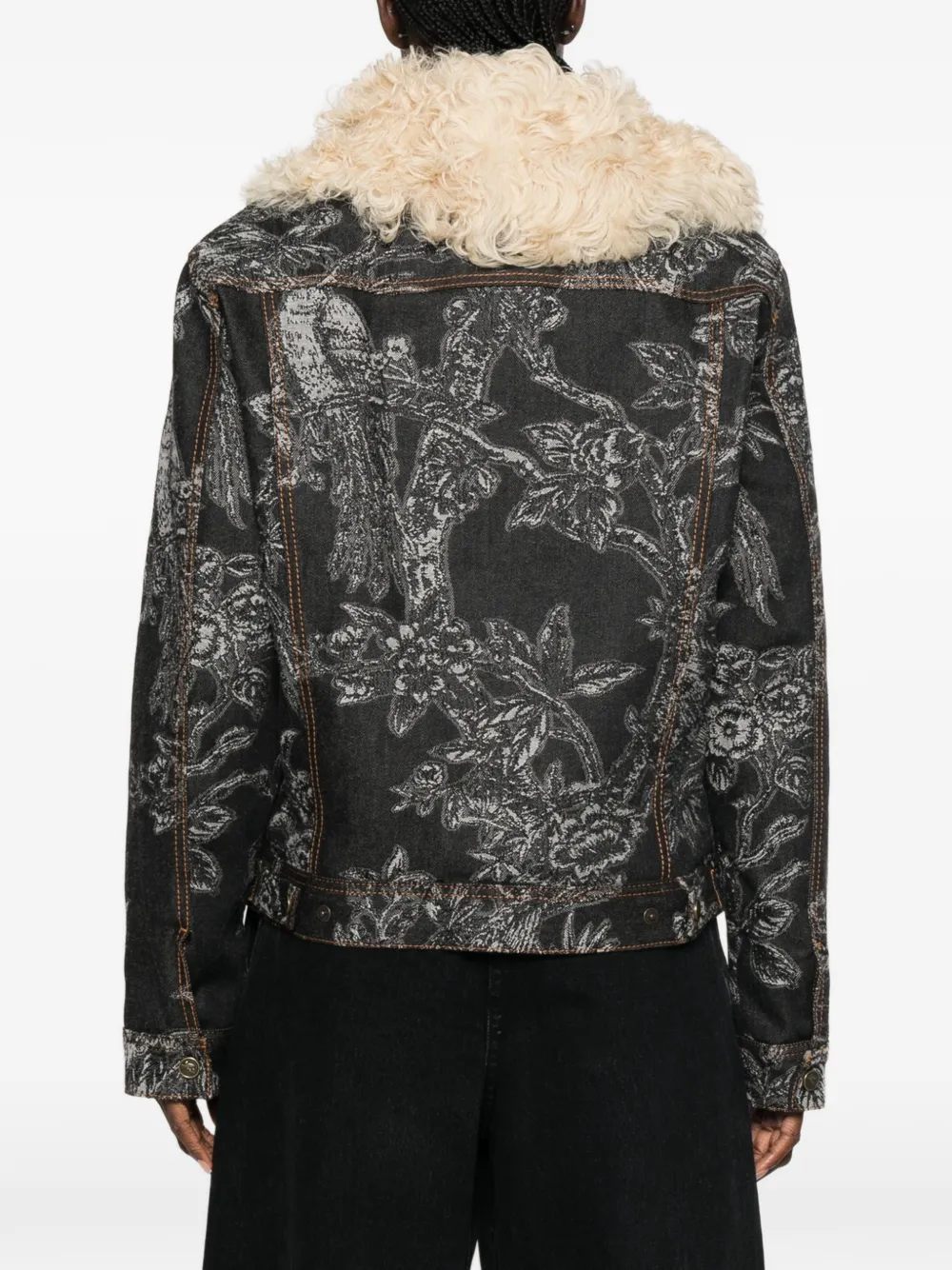 ETRO Jack met lammy kraag en bloemenprint Blauw