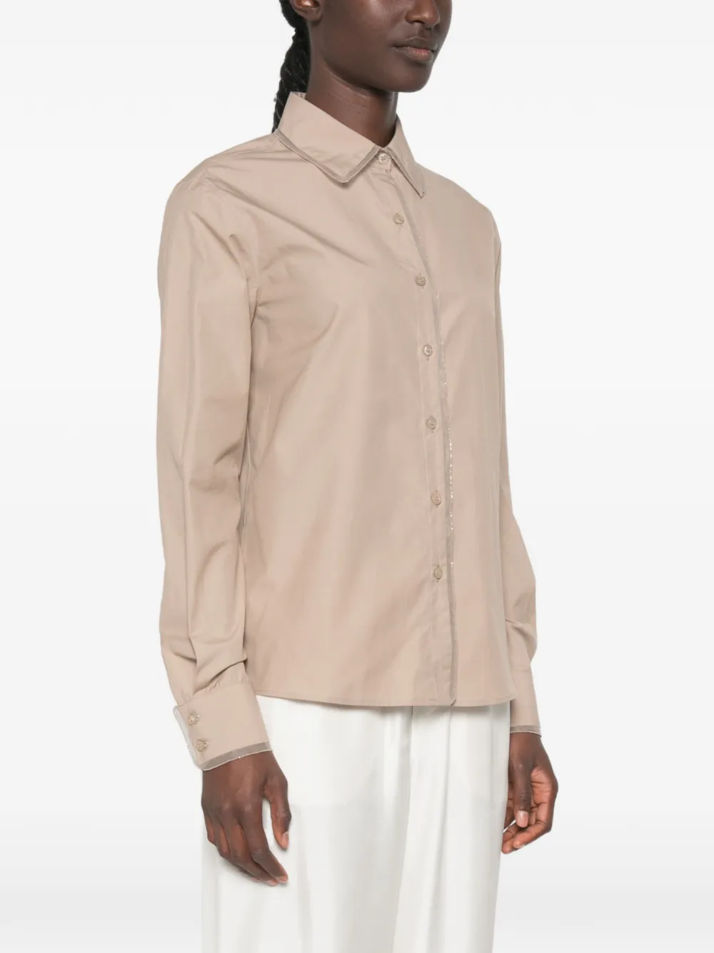 Fabiana Filippi Blouse met kralen afwerking Beige