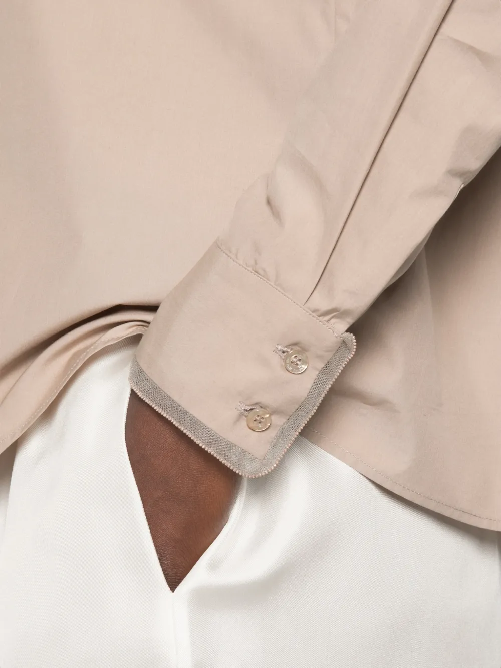 Fabiana Filippi Blouse met kralen afwerking Beige