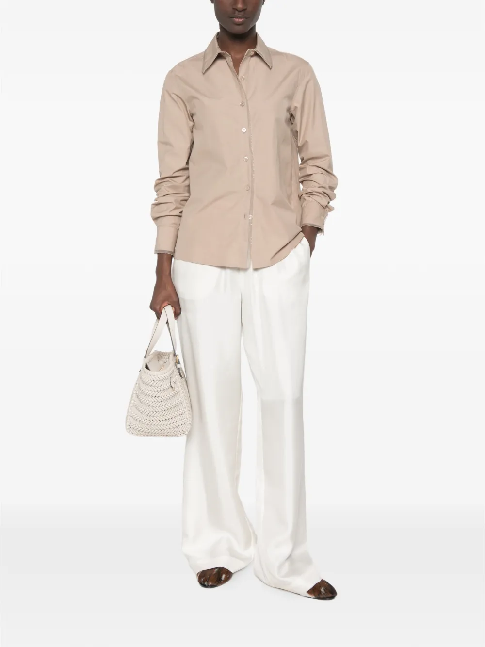 Fabiana Filippi Blouse met kralen afwerking Beige