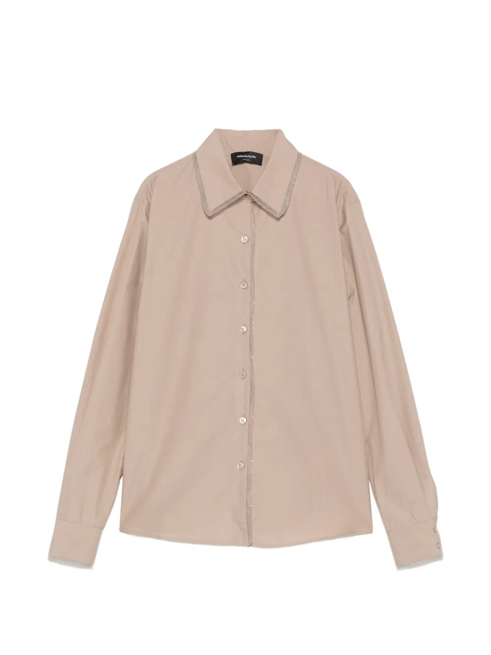 Fabiana Filippi beaded-trim long-sleeve shirt - Neutrals