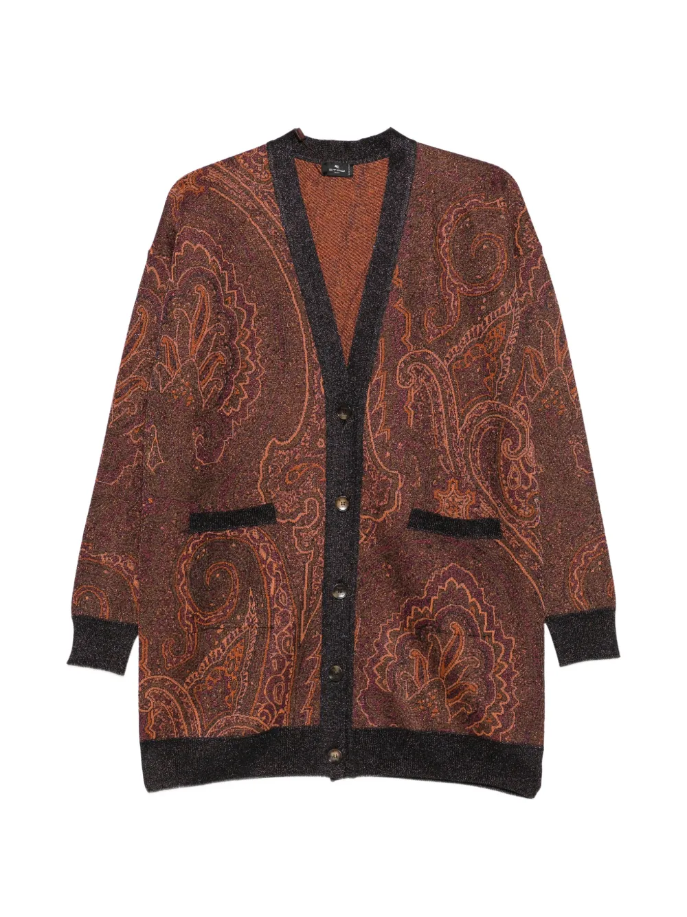 ETRO paisley-print V-neck cardigan - Marrone
