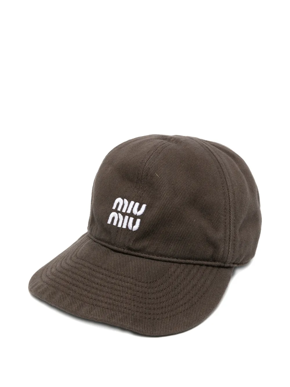 Miu Miu logo-embroidered drawstring baseball cap - Marrone