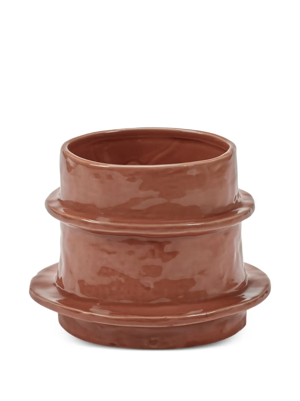 Serax x Marie Michielssen Molly 04 faceted stoneware flower pot - Marrone