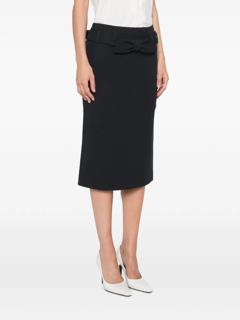 SHUSHU TONG Rechte midi-rok met strikafwerking Blauw