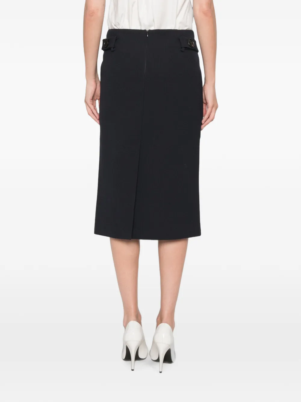 SHUSHU TONG Rechte midi-rok met strikafwerking Blauw