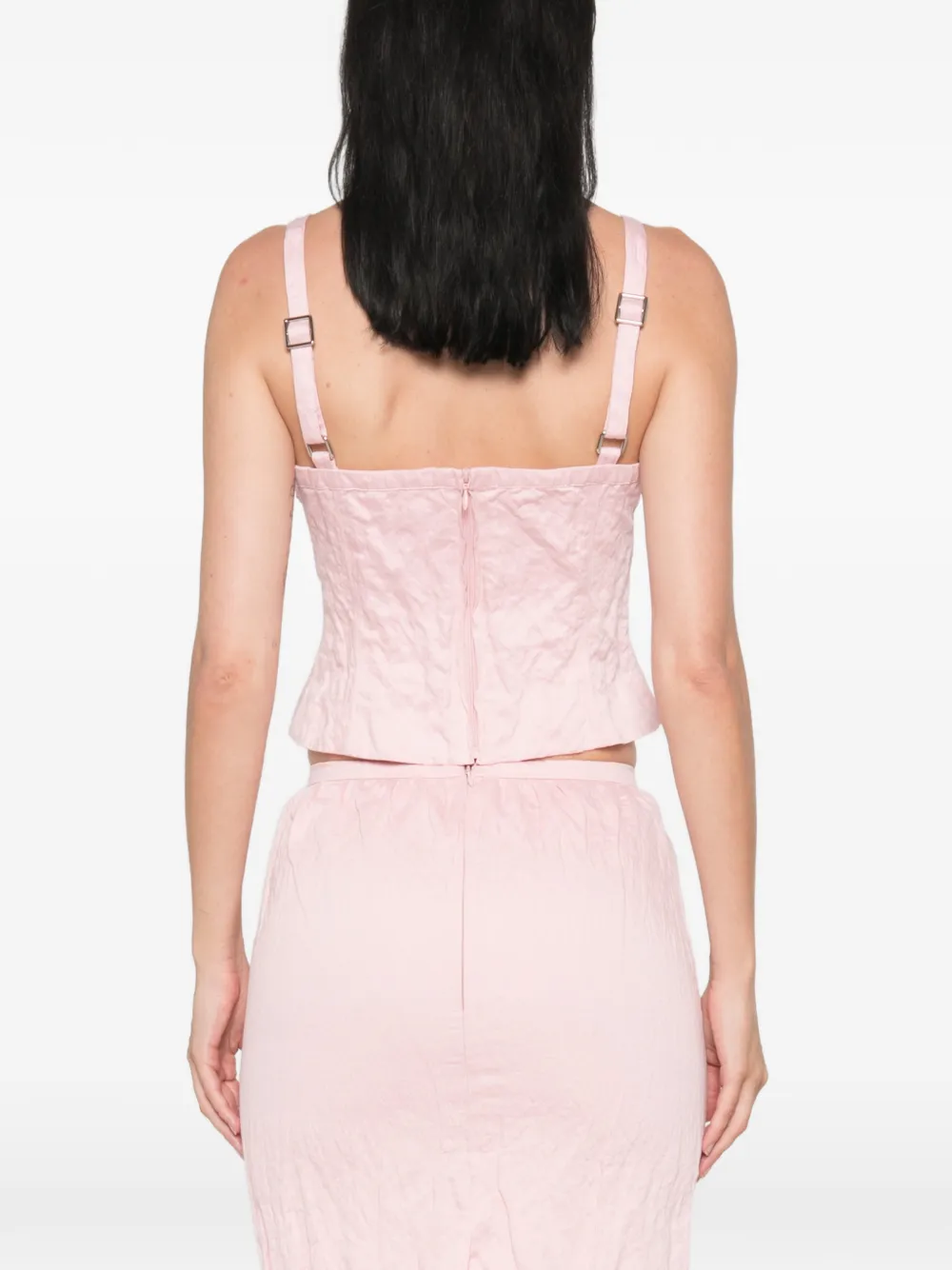 SHUSHU/TONG Ruffled Lace-trim Top in Pink, view 4