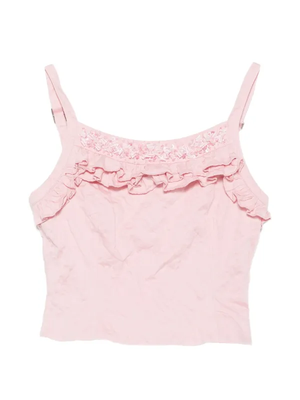 Shushu/Tong Ruffled Lace-trim Top in Pink