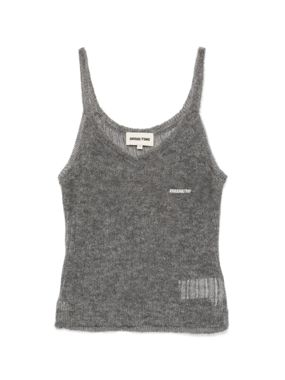 SHUSHU/TONG knit spaghetti-straps top - Grigio