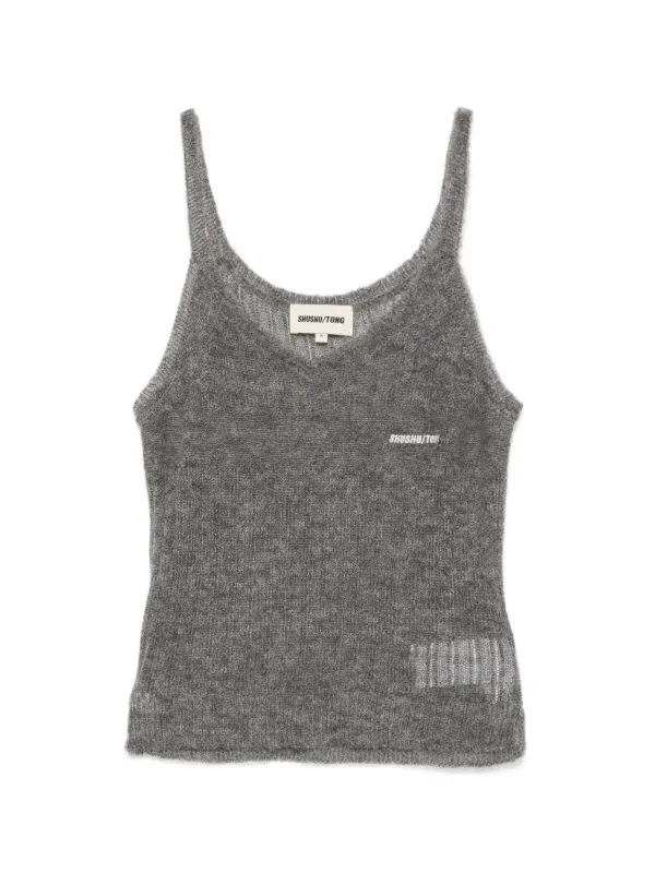 Shushu/Tong Knit Spaghetti-straps Top in Grey
