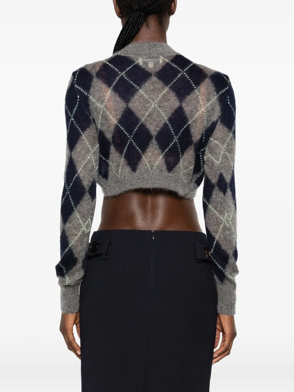 SHUSHU TONG Cropped vest met argyle patroon Grijs