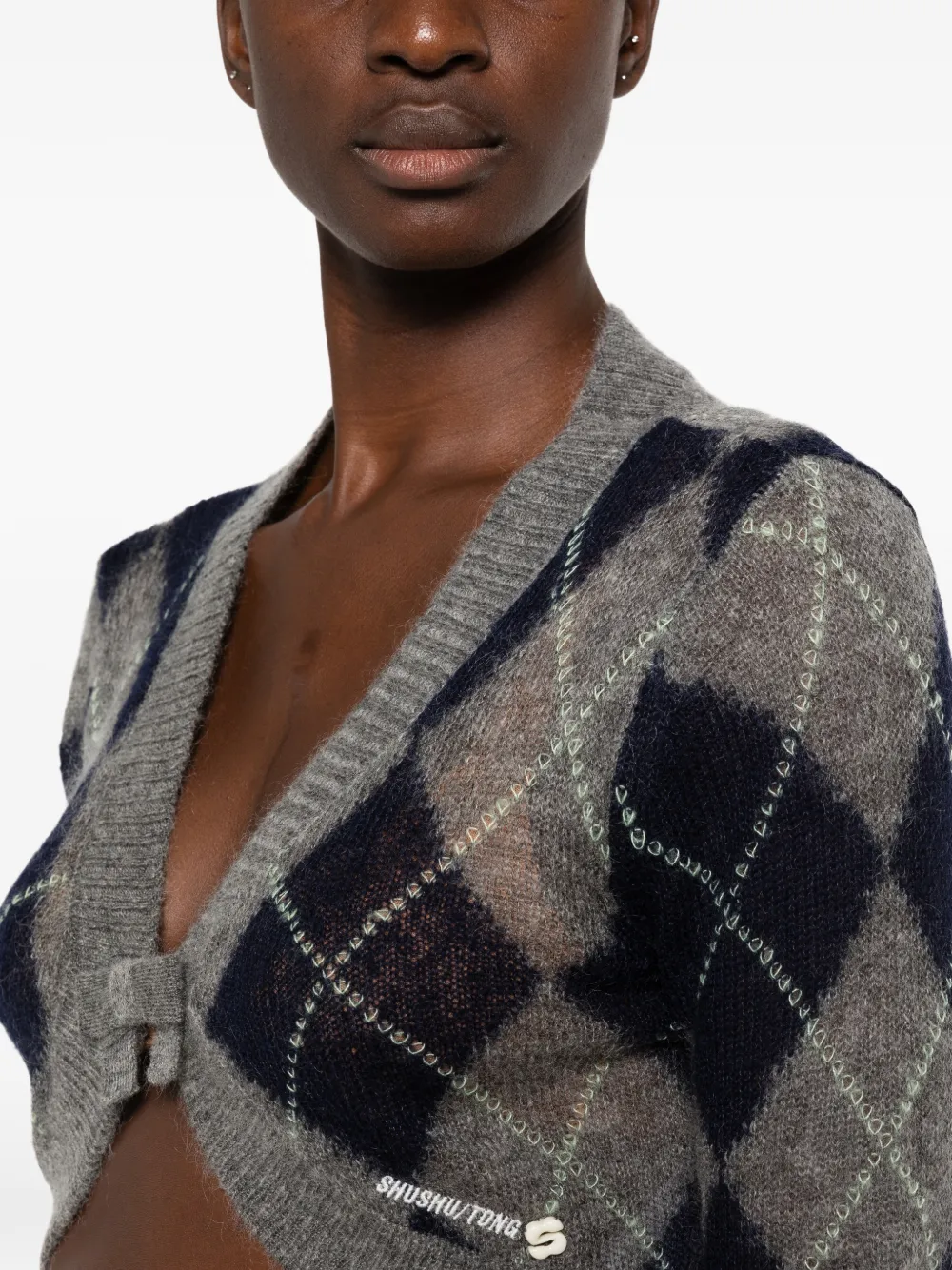 SHUSHU TONG Cropped vest met argyle patroon Grijs