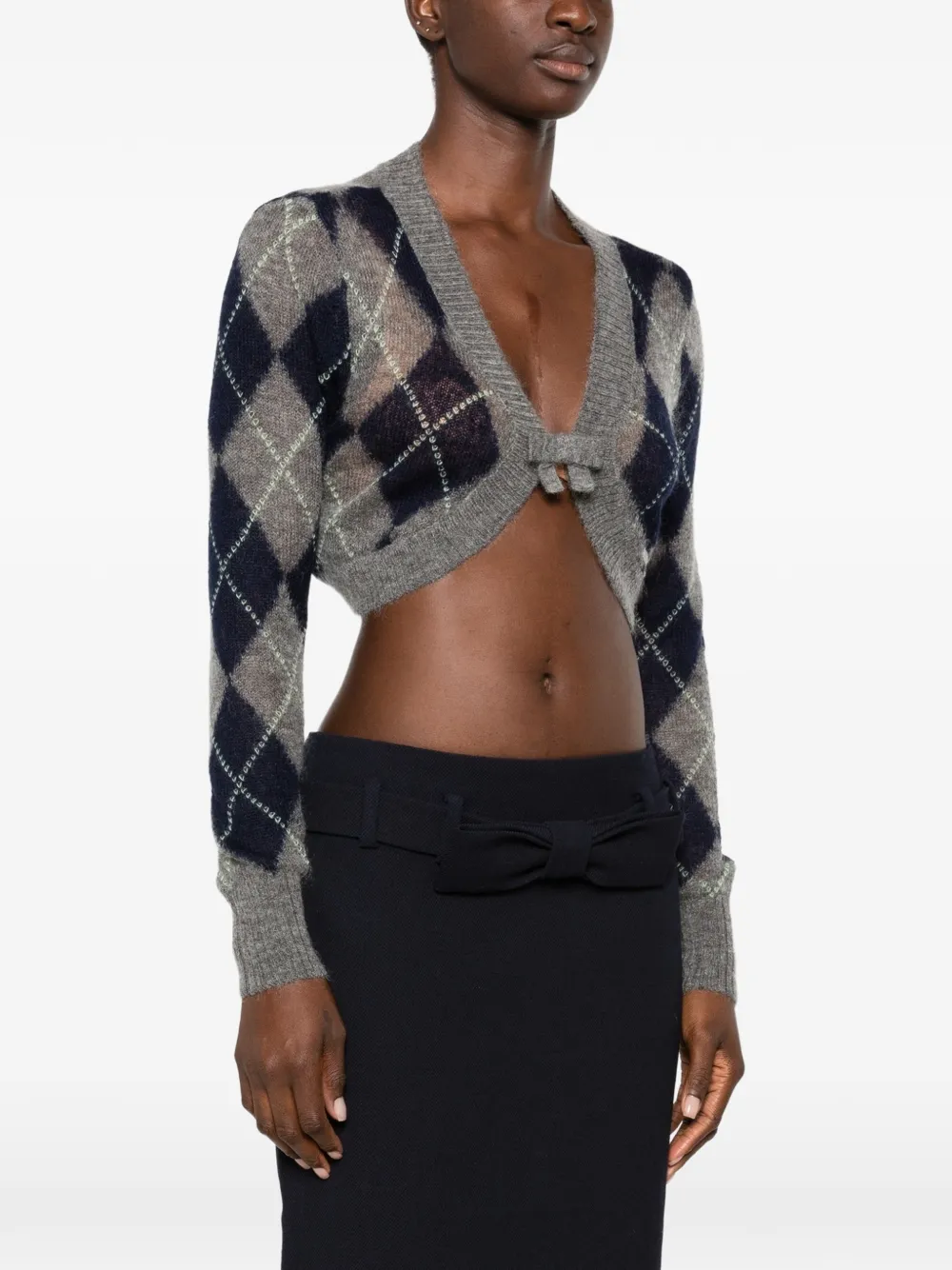 SHUSHU TONG Cropped vest met argyle patroon Grijs