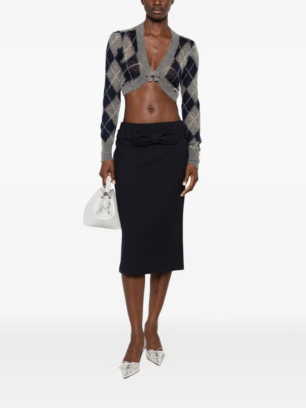 SHUSHU TONG Cropped vest met argyle patroon Grijs