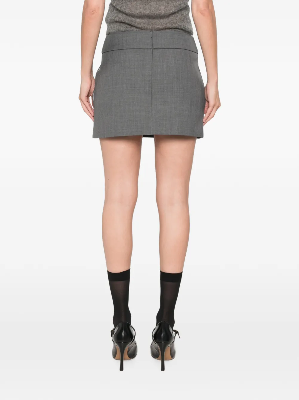 SHUSHU TONG Mini-rok met lage taille en strikdetail Grijs