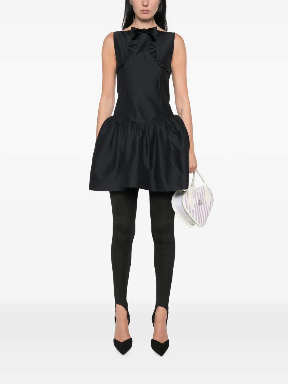 SHUSHU TONG Mini-jurk met ruches en strik Blauw